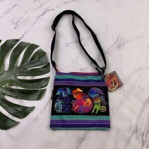 Laurel Burch Vintage Y2k Purse Bag Black Rainbow Dogs Puppy New Crossbody